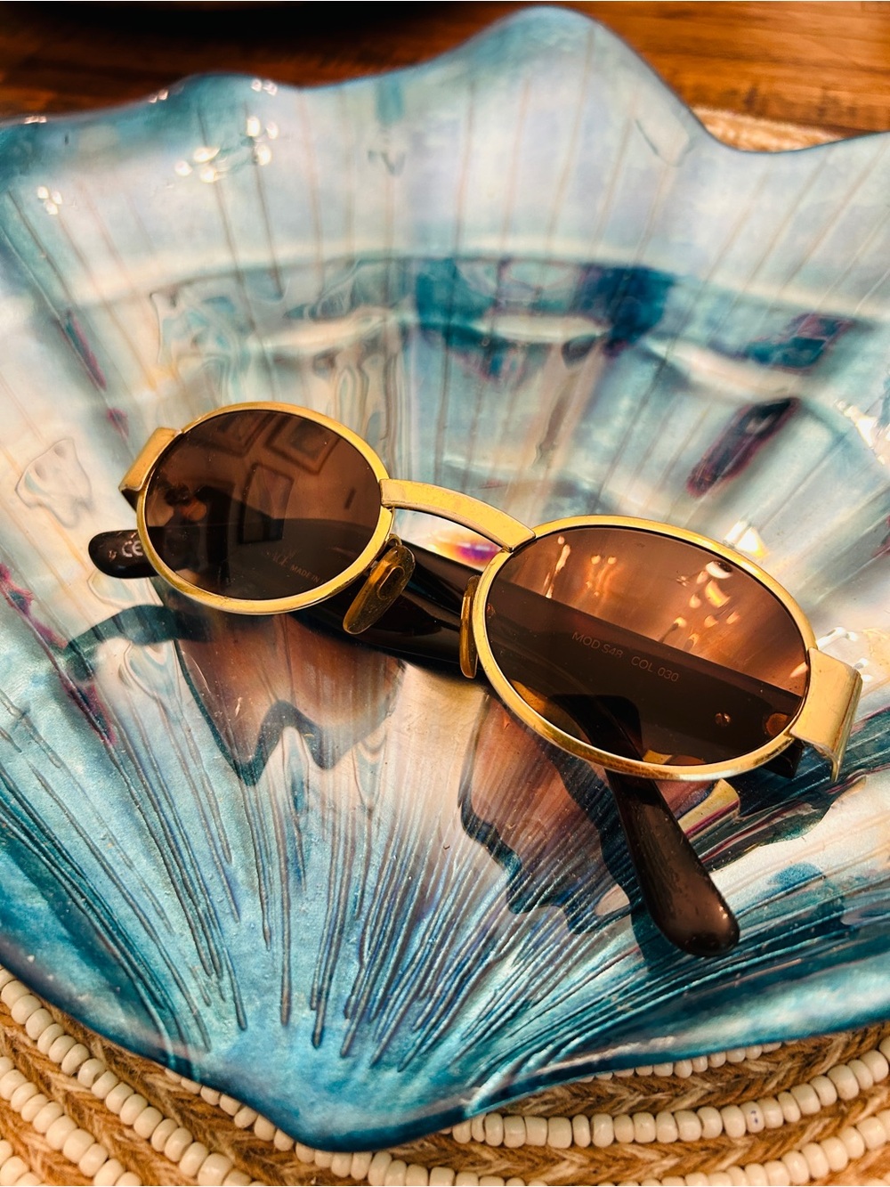 Versace Gold Frame Brown Lens Round Sunglasses